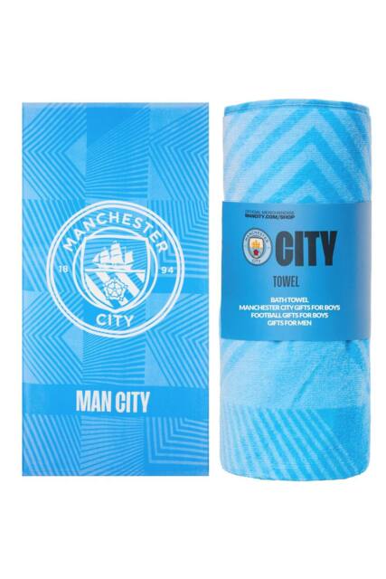 Manchester City F.C. Team Colour Towel Football Crest Quick Dry Beach Bath in Blue - image 1