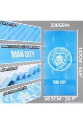 Manchester City F.C. Team Colour Towel Football Crest Quick Dry Beach Bath in Blue - thumbnail 6