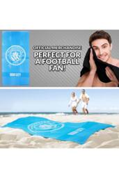 Manchester City F.C. Team Colour Towel Football Crest Quick Dry Beach Bath in Blue - thumbnail 2