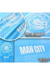 Manchester City F.C. Team Colour Towel Football Crest Quick Dry Beach Bath in Blue - thumbnail 4