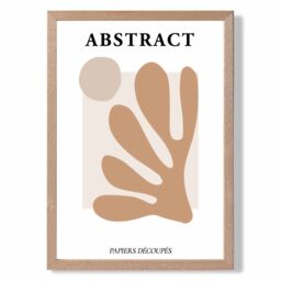 ARTZE Matisse Floral Cutout Orange & Beige Mid Century Framed Print SIZE: A3 with Oak Frame - Size: A4