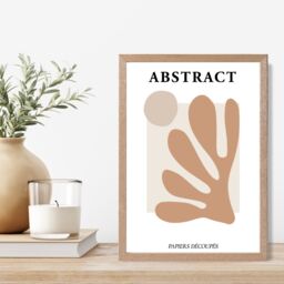ARTZE Matisse Floral Cutout Orange & Beige Mid Century Framed Print SIZE: A3 with Oak Frame - Size: A4 - thumbnail 2