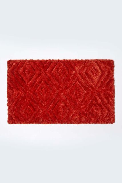 Homescapes Super Absorbent Ikat Pattern Bath Mat in Orange - image 1
