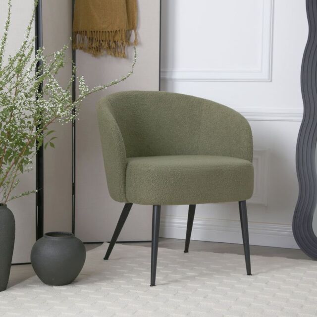 Home Garden Direct Comodo Armchair in Teddy Fleece Fabric Single Chair Boucle in Green - image 1