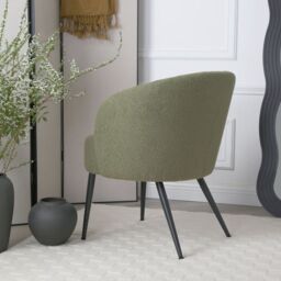 Home Garden Direct Comodo Armchair in Teddy Fleece Fabric Single Chair Boucle in Green - thumbnail 3