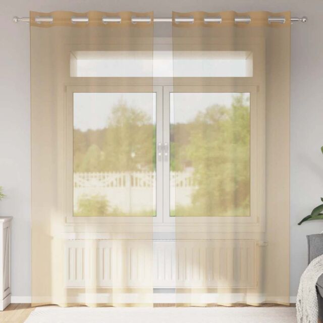 Berkfield Home Voile Curtains with Grommets 2 pcs Sand in Brown - image 1