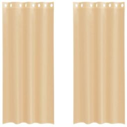 Berkfield Home Voile Curtains with Grommets 2 pcs Sand in Brown - thumbnail 2