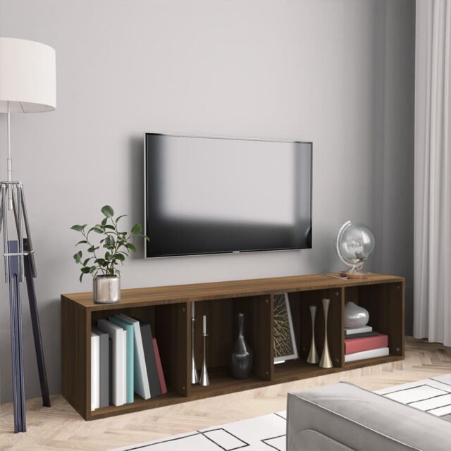 Berkfield Home Book Cabinet/TV Cabinet Brown Oak 143x30x36cm Engineered Wood - Size: 143 x 30 x 36 cm - image 1