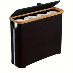 Nordara Bamboo Oxford Cloth Toilet Paper Roll Storage Basket in Black - Size: 50 cm x 80 cm - thumbnail 3