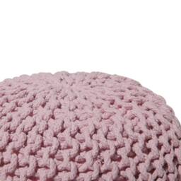 Wyld and Coco Pink Knitted Cotton Pouffe 40 x 25 cm - thumbnail 4