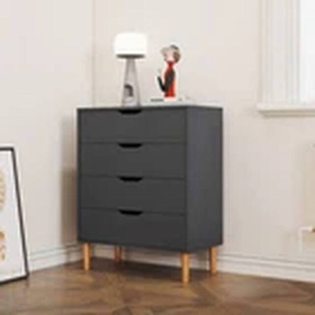 EONLION Dark Grey Chest of 4 Drawers Bedroom Storage Bedside Table - image 1