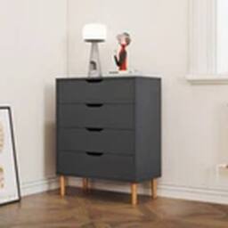 EONLION Dark Grey Chest of 4 Drawers Bedroom Storage Bedside Table - thumbnail 1