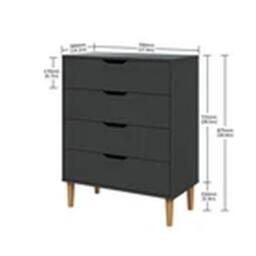EONLION Dark Grey Chest of 4 Drawers Bedroom Storage Bedside Table - thumbnail 2