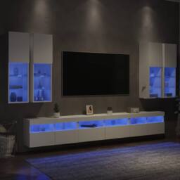 Berkfield Home 7 Piece TV Wall Cabinet Set with LED Lights White - thumbnail 1