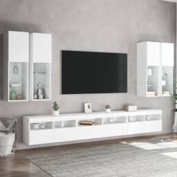 Berkfield Home 7 Piece TV Wall Cabinet Set with LED Lights White - thumbnail 4