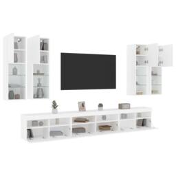 Berkfield Home 7 Piece TV Wall Cabinet Set with LED Lights White - thumbnail 5