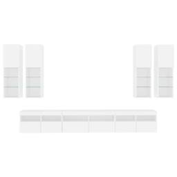 Berkfield Home 7 Piece TV Wall Cabinet Set with LED Lights White - thumbnail 7
