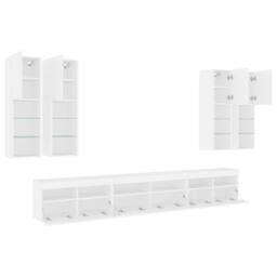Berkfield Home 7 Piece TV Wall Cabinet Set with LED Lights White - thumbnail 6