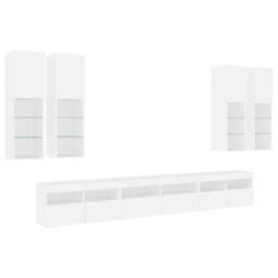 Berkfield Home 7 Piece TV Wall Cabinet Set with LED Lights White - thumbnail 3