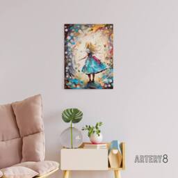 "Artery8 Alice Down Rabbit Hole & Wonderland Clocks Canvas Wall Art Print - Size: W24"" x H32""" - thumbnail 3