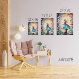 "Artery8 Alice Down Rabbit Hole & Wonderland Clocks Canvas Wall Art Print - Size: W24"" x H32""" - thumbnail 4