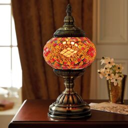 mysmartbuy Marrakech Table Lamp - Mains Powered Handcrafted Moroccan Style Indoor Home Lantern Light with Mosaic Glass - H27 x 13.5cm Dia - thumbnail 1