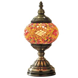 mysmartbuy Marrakech Table Lamp - Mains Powered Handcrafted Moroccan Style Indoor Home Lantern Light with Mosaic Glass - H27 x 13.5cm Dia - thumbnail 2