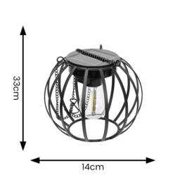 ValueLights Black Metal Ball Solar Powered Outdoor 2 Pack Garden Lantern Lights - thumbnail 5