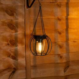 ValueLights Black Metal Ball Solar Powered Outdoor 2 Pack Garden Lantern Lights - thumbnail 4