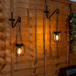 ValueLights Black Metal Ball Solar Powered Outdoor 2 Pack Garden Lantern Lights - thumbnail 1