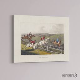 "Artery8 Clark Fox Hunting Horse Hounds Canvas Wall Art Print - Size: W24"" x H32""" - thumbnail 2