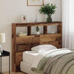 Berkfield Home Headboard Old Wood Solid Reclaimed Wood 120 x 17 x 102 cm in Brown - thumbnail 2