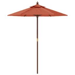 Berkfield Home Garden Parasol with Wooden Pole Terracotta 196x231 cm in Burnt Orange - thumbnail 4