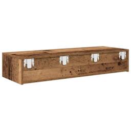 Berkfield Home Wall Shelf with Drawers Old Wood 100x36x19 cm Engineered Wood in Brown - Size: 100 x 36 x 19 cm - thumbnail 6