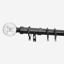 New Edge Blinds Black Nickel 28mm Glass Bubbles Fixed Length Metal Curtain Pole - Size: 310 cm - thumbnail 2