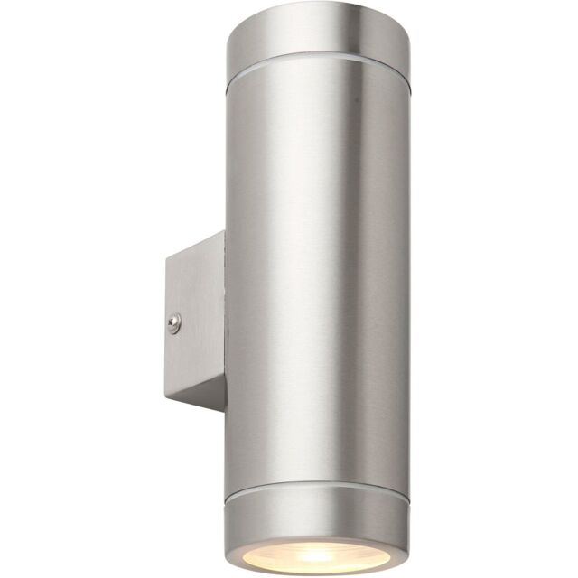 Loops Up & Down Twin Outdoor IP44 Wall Light - 2 x 7W GU10 LED - Brushed Steel in Metallics - image 1