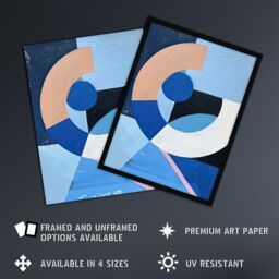 Artery8 Blue Bauhaus Inspired Modern Artwork Painting Framed Art Print - Size: A4 - thumbnail 2