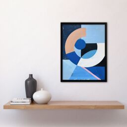 Artery8 Blue Bauhaus Inspired Modern Artwork Painting Framed Art Print - Size: A4 - thumbnail 4