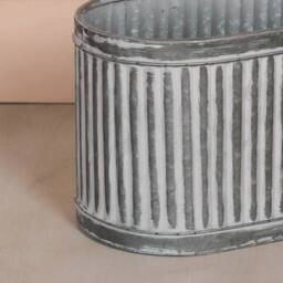 FLAVORA Large VINTAGE AGED RIBBED GALVANISED METAL TIN in Grey - Size: 100g - thumbnail 2