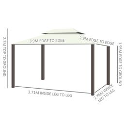OUTSUNNY 3 x 4 m Aluminium Gazebo Marquee Canopy Pavilion Patio Garden Party Tent in Cream - thumbnail 3