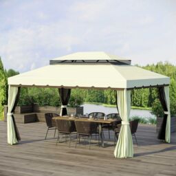 OUTSUNNY 3 x 4 m Aluminium Gazebo Marquee Canopy Pavilion Patio Garden Party Tent in Cream - thumbnail 1