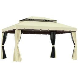 OUTSUNNY 3 x 4 m Aluminium Gazebo Marquee Canopy Pavilion Patio Garden Party Tent in Cream - thumbnail 2