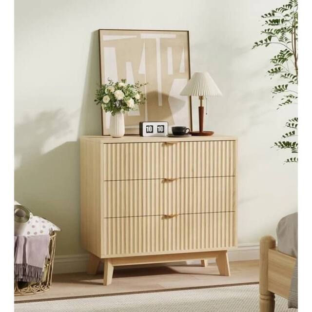 Havendro 3-Drawer Dresser Closet Dressers Chest of Drawers Wood Storage in Natural - image 1