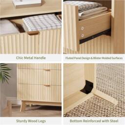 Havendro 3-Drawer Dresser Closet Dressers Chest of Drawers Wood Storage in Natural - thumbnail 4