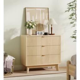 Havendro 3-Drawer Dresser Closet Dressers Chest of Drawers Wood Storage in Natural - thumbnail 1