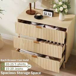 Havendro 3-Drawer Dresser Closet Dressers Chest of Drawers Wood Storage in Natural - thumbnail 5
