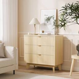 Havendro 3-Drawer Dresser Closet Dressers Chest of Drawers Wood Storage in Natural - thumbnail 3