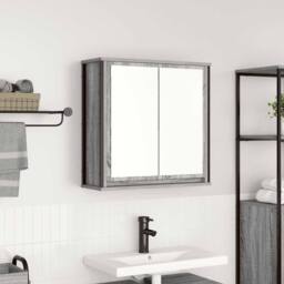 Berkfield Home Bathroom Wall Cabinet with Mirror Grey Sonoma 60x21x60 cm - Size: 60 x 21 x 60 cm - thumbnail 2
