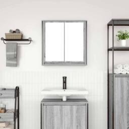 Berkfield Home Bathroom Wall Cabinet with Mirror Grey Sonoma 60x21x60 cm - Size: 60 x 21 x 60 cm - thumbnail 3