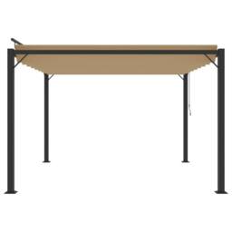 Berkfield Home Gazebo with Louvered Roof 3x3 m Taupe Fabric & Aluminium in Beige - thumbnail 4